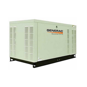 A generac generator is shown with the cover open.